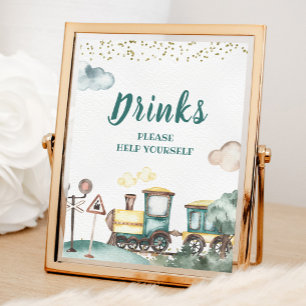 Poster Sinal de Bebidas de Aniversário do Comboio