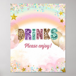 Poster Sinal de Bebidas de Aniversário Duplo Brilho Paste
