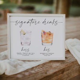 Poster sinal de bebidas de assinatura moderna sinal de ca