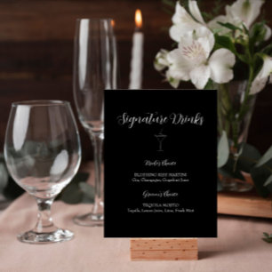 Poster Sinal de Bebidas de Assinatura ROE Preta e Branca