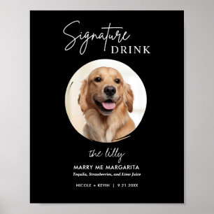 Poster Sinal de Bebidas de Casamento de Cachorro Imprimív