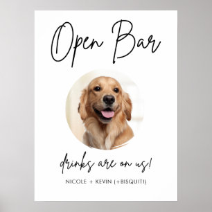 Poster Sinal de Bebidas de Casamento de Cachorro Pet Impr