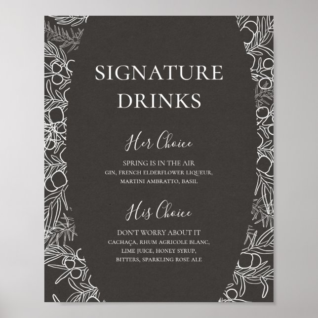Poster Sinal de Bebidas Especiais de Inverno Rústico | Ca (Frente)
