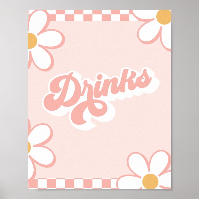 Poster Sinal de Bebidas para Chá de Bebê Groovy (Frente)