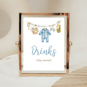 Poster Sinal de Bebidas para Chás de Bebê Menino Cultivad