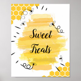 Poster Sinal de Bee Watercolor Sweet Treats