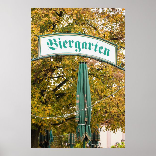 Póster Sinal de Biergarten externo, Alemanha (Frente)