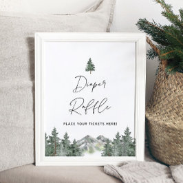 Poster Sinal de Bilhete de Fralda de Montanha Raffle