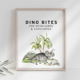 Poster Sinal de Bites de Dino Jurássico de Aquarela