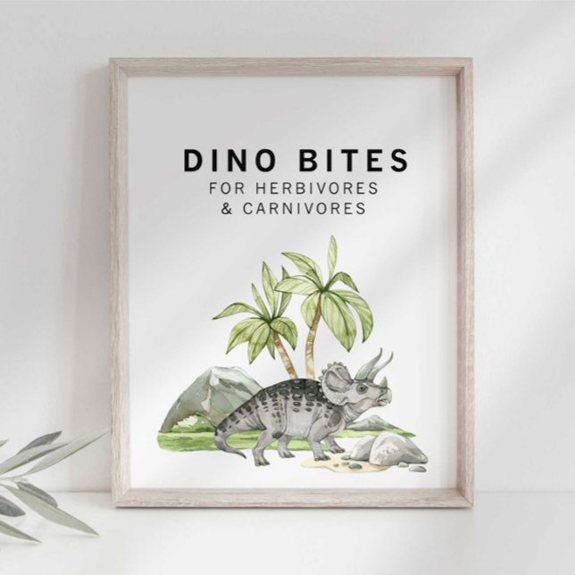 Poster Sinal de Bites de Dino Jurássico de Aquarela (Criador carregado)
