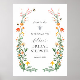 Poster Sinal de boas-vindas a Bee Wildflower Garden