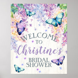 Poster Sinal de Boas-Vindas à Chuvada de Noiva Borboleta