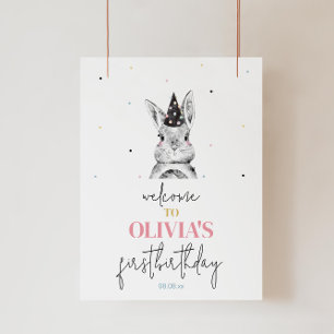 Poster Sinal de boas-vindas à Festa de aniversário Bunny