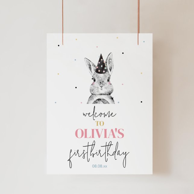 Poster Sinal de boas-vindas à Festa de aniversário Bunny  (Criador carregado)