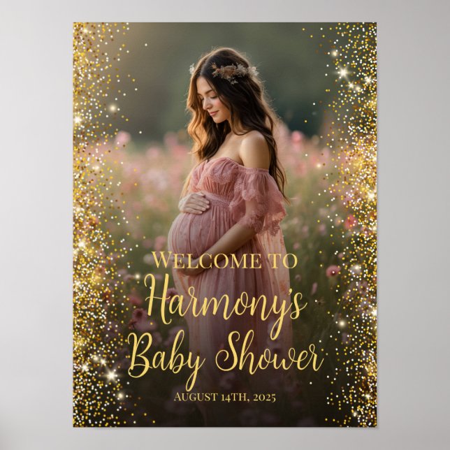 Poster Sinal de boas-vindas a fotos do chá de fraldas mod (Frente)