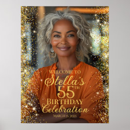 Poster sinal de boas-vindas a fotos festas de aniversário