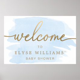 Poster Sinal de Boas-Vindas Água Azul Dourado