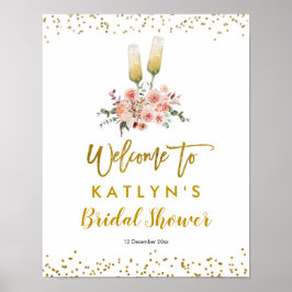 Poster Sinal de Boas-Vindas Amor em Ouro Romântico