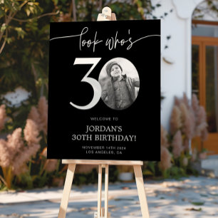 Póster Sinal de boas-vindas aniversário de 30 anos preto 
