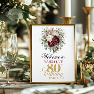 Poster Sinal de Boas-Vindas Aniversário de 80 anos Gold B
