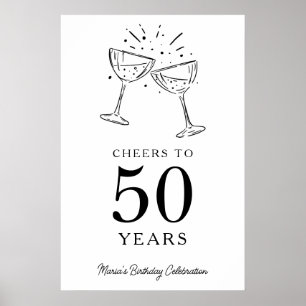 Poster Sinal de Boas-vindas ao Aniversário do Champanhe