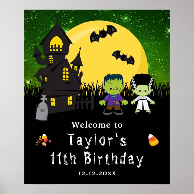 Poster Sinal de Boas-vindas ao Aniversário do Halloween M (Frente)
