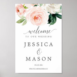 Poster Sinal de boas-vindas ao casamento de Blushing Bloo