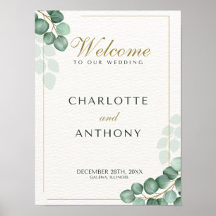 Poster Sinal de boas-vindas ao casamento de Eucalyptus gr