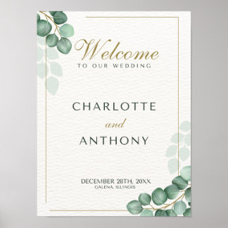Poster Sinal de boas-vindas ao casamento de Eucalyptus gr