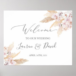 Poster Sinal de boas-vindas ao casamento de Pampas Grass