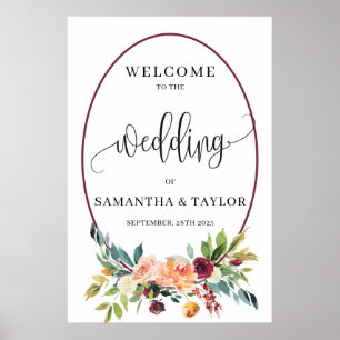 Poster Sinal de boas-vindas ao casamento do Fall Marigold