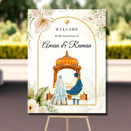 Poster Sinal de boas-vindas ao casamento Elegante Sikh