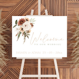 Poster Sinal de Boas-vindas ao Casamento Floral Verde Pea
