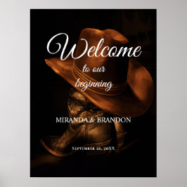 Poster Sinal de boas-vindas ao Casamento Rustic Cowboy Bo