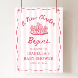 Poster Sinal de Boas-Vindas ao Chá de Bebê Rosa Um Novo C