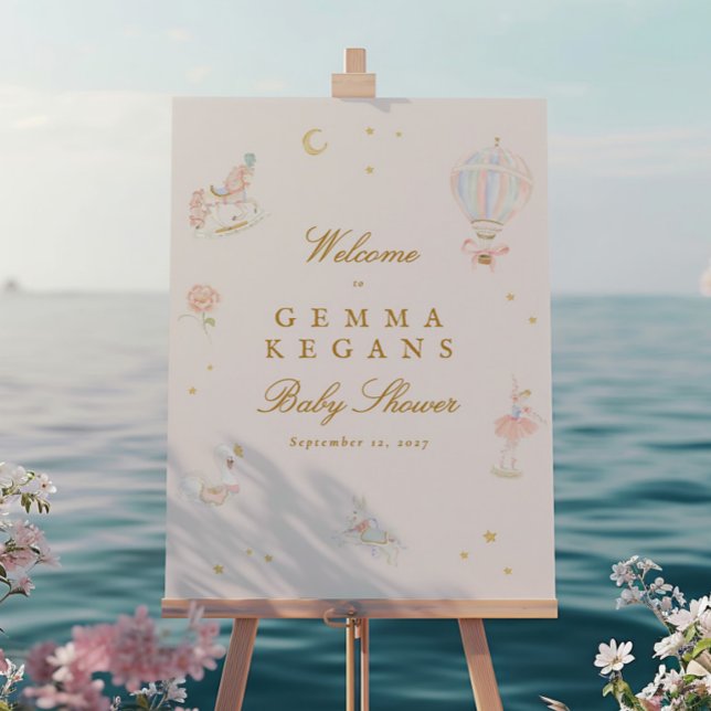 Poster sinal de boas-vindas ao chá de fraldas botânico (Criador carregado)