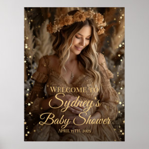 Poster sinal de boas-vindas ao chá de fraldas das estrela