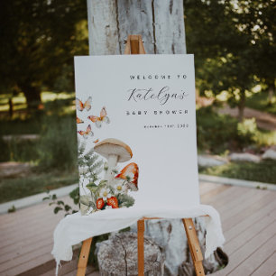 Poster Sinal de boas-vindas ao Chá de fraldas de cogumelo