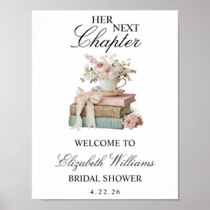 Poster Sinal de Boas-Vindas ao Chá de Noiva Floral Seu Pr