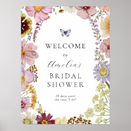 Poster Sinal de boas-vindas ao Chá de panela Boho Wildflo