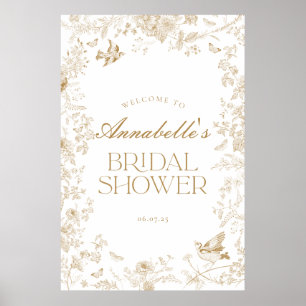 Poster Sinal de boas-vindas ao Chá de panela Floral Toile