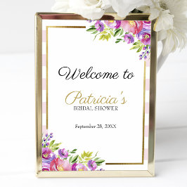 Póster Sinal de boas-vindas ao Chá de panela rosa rosa