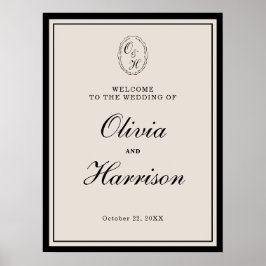 Poster Sinal de Boas-Vindas ao Nosso Casamento Preto Clás