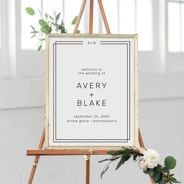Poster Sinal de Boas-vindas AVERY Modern Modelo (AVERY Modern Wedding Welcome Sign Template)