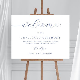 Poster Sinal de boas-vindas azul de casamento desconectad