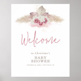 Poster Sinal de Boas-Vindas Boho de Grama Pampas para Chá