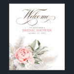 Poster Sinal de Boas-vindas Botânico Floral Rosa Pampas<br><div class="desc">Chá de panela/ chá de fraldas / festa de noivado de grama/pampas ...  sinal de boas-vindas</div>