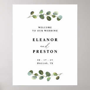 Poster Sinal de boas-vindas Casamento, Eucalyptus Greener