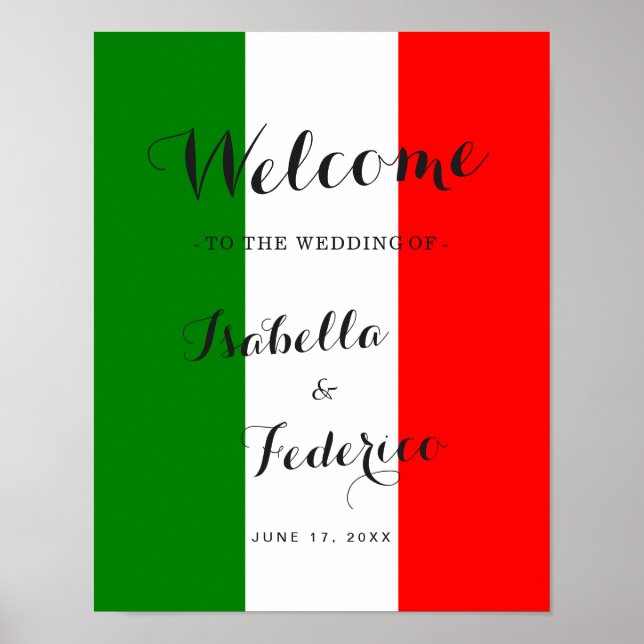 Poster Sinal de boas-vindas | Casamento italiano (Frente)