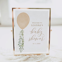 Poster Sinal de boas-vindas Chá de fraldas de Balão Doura